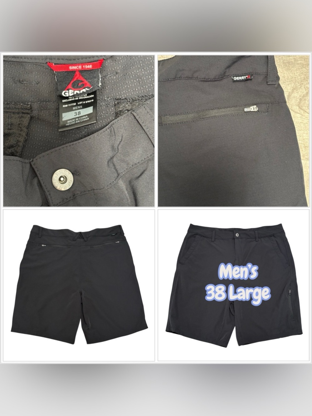 Men's Gerry 38 L Large Cargo Shorts Chino Khakis Khaki Stretch Flex Active Golf